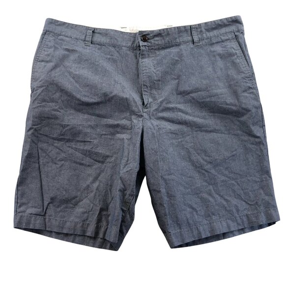 Dockers Mens Shorts Size 42 Chambray Blue Flat Front Chino Casual Gray Classic - Picture 1 of 14